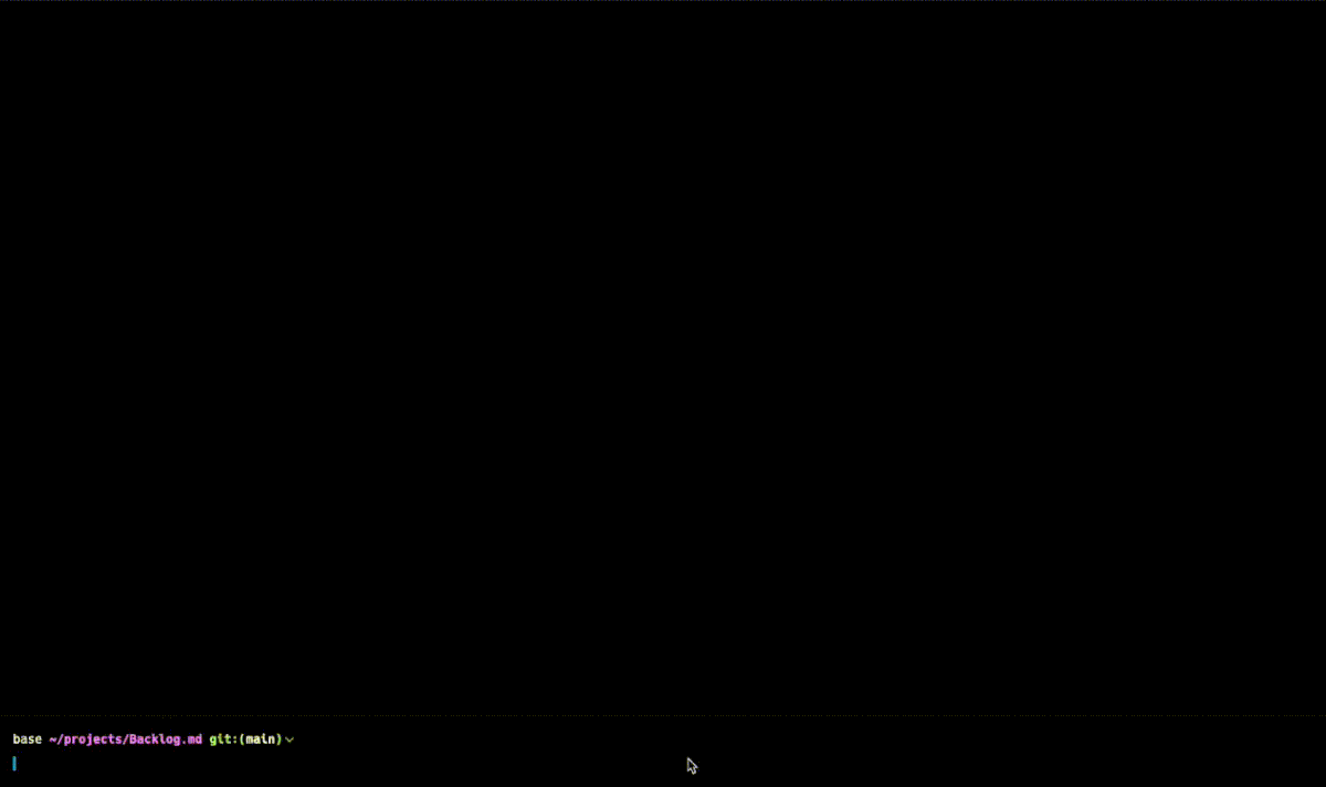 An animated gif of Backlog.md in action in the terminal