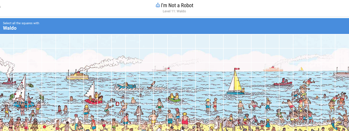 Select all the squares with Waldo