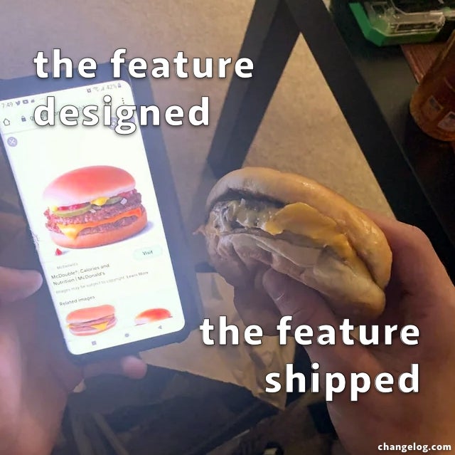 the featured designed vs the feature shipped