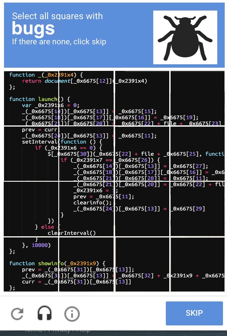 Google ReCAPTCHA looking for code bugs