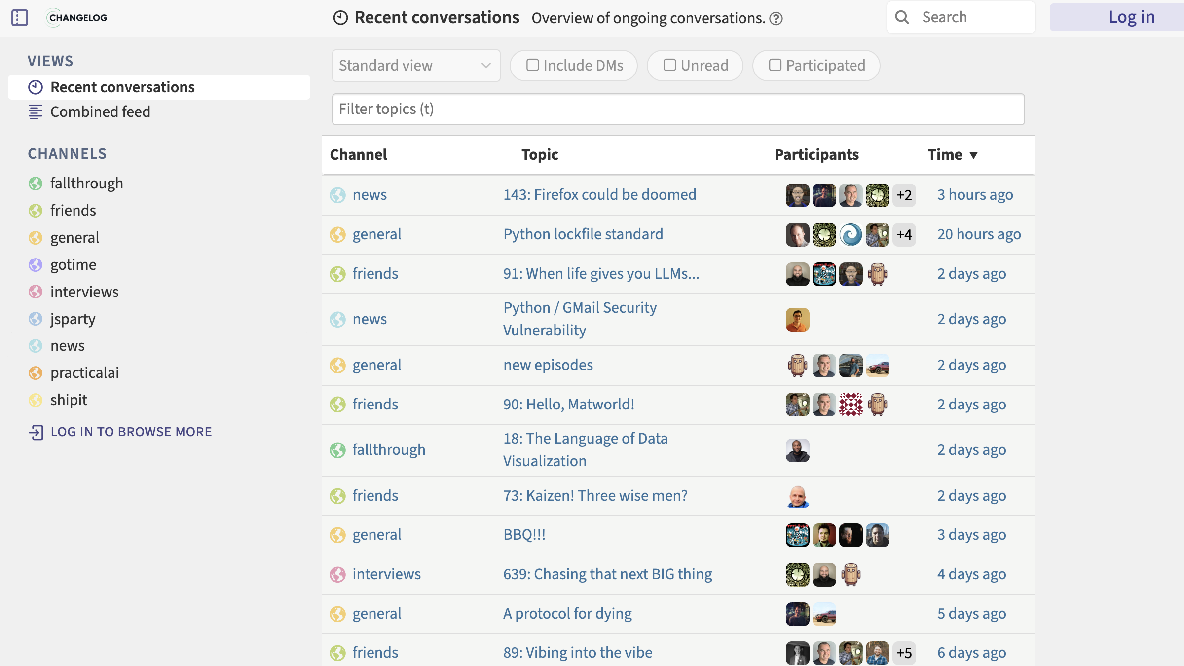 A screenshot of our public Zulip chat