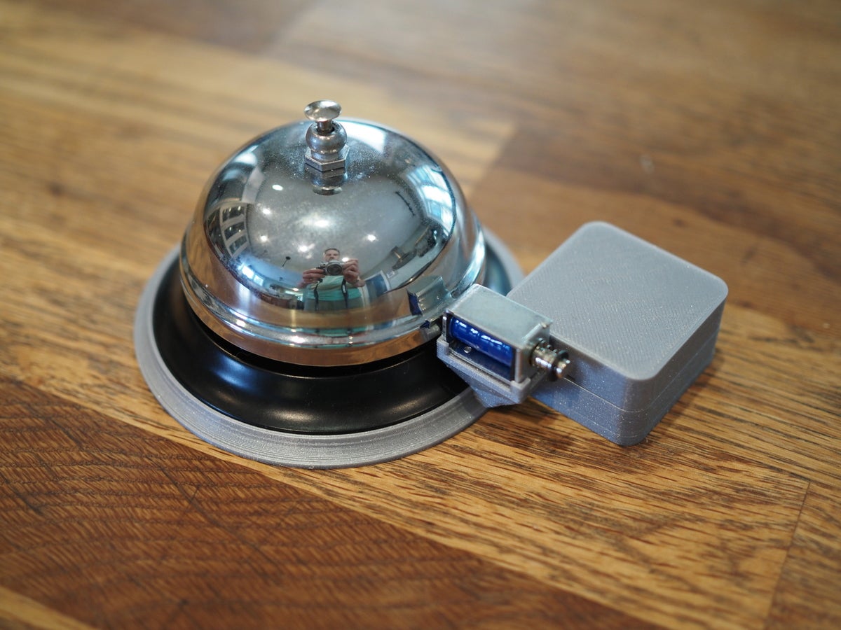 An IRL bell that rings any time a bell character is displayed on your terminal