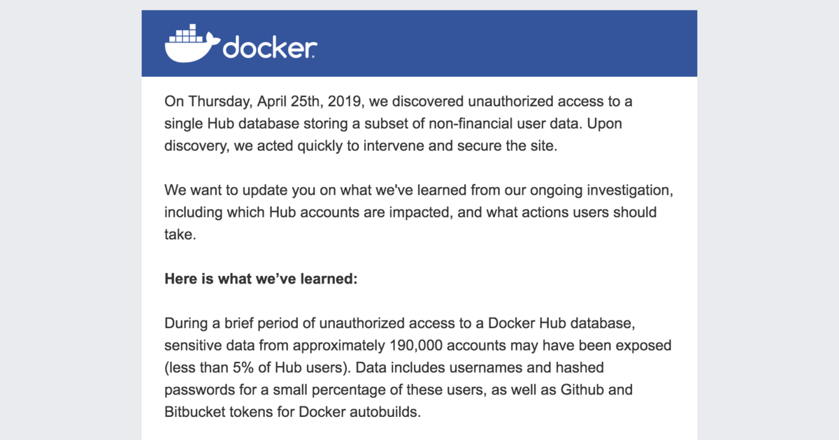 Docker Hub has been hacked