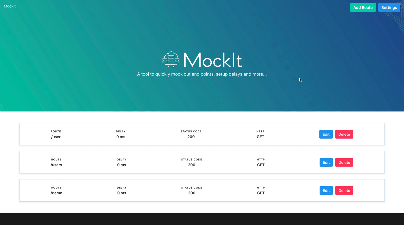 A tool to quickly mock out end points, setup delays, and more...
