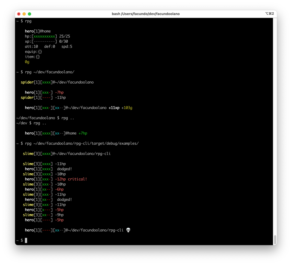 rpg-cli —your filesystem as a dungeon!