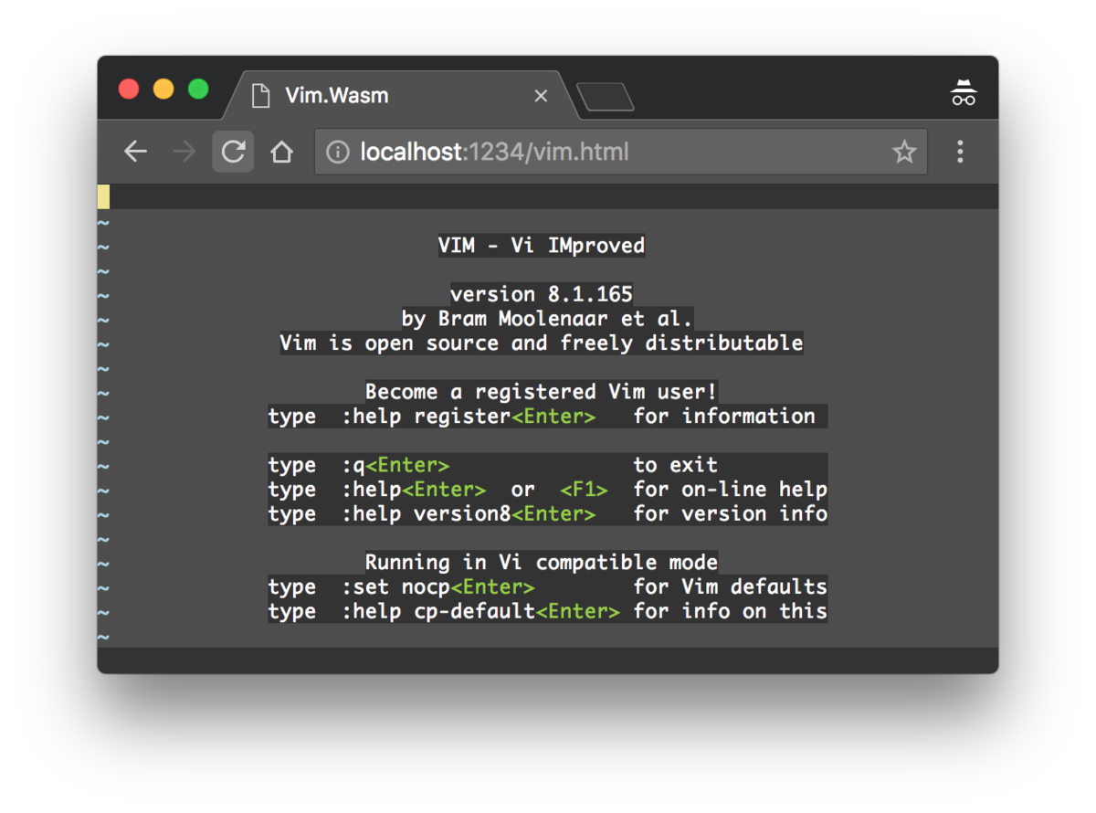 Vim ported to WebAssembly