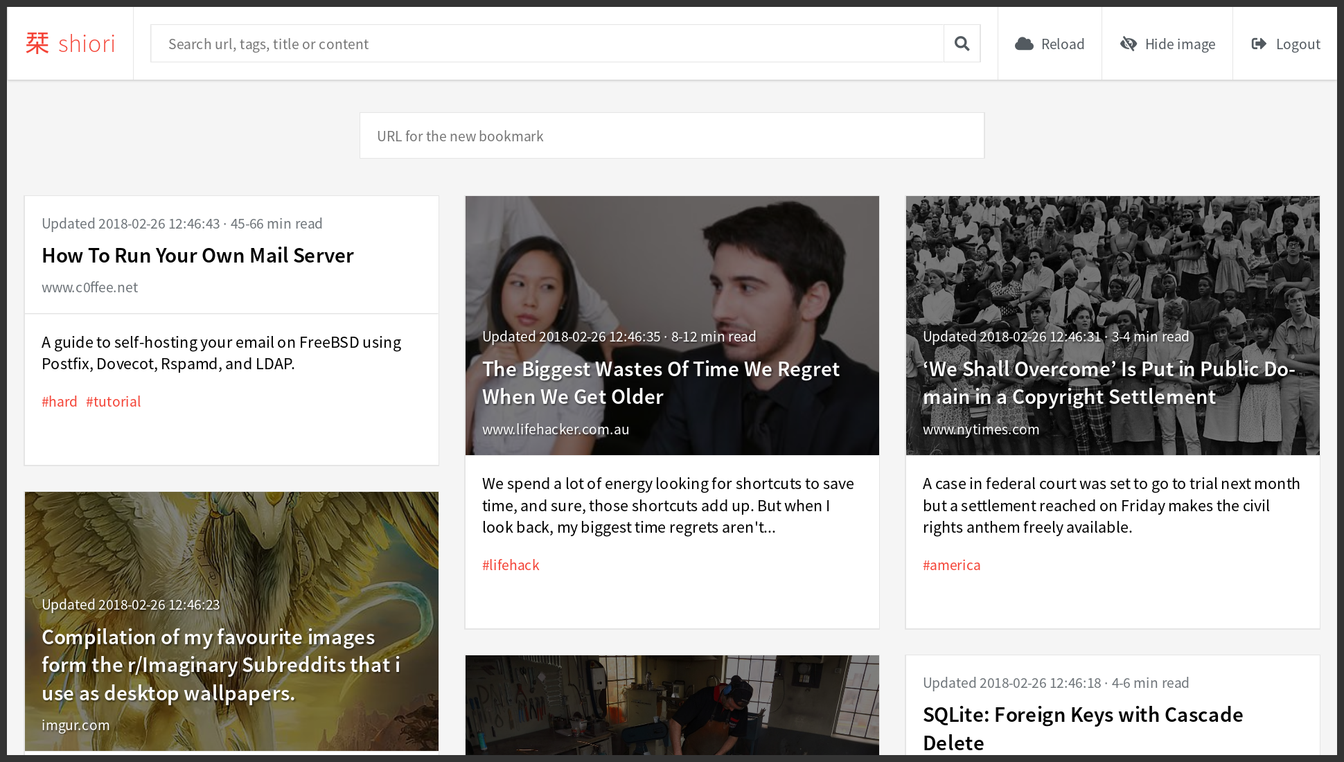 Shiori a simple, selfhosted bookmarks manager