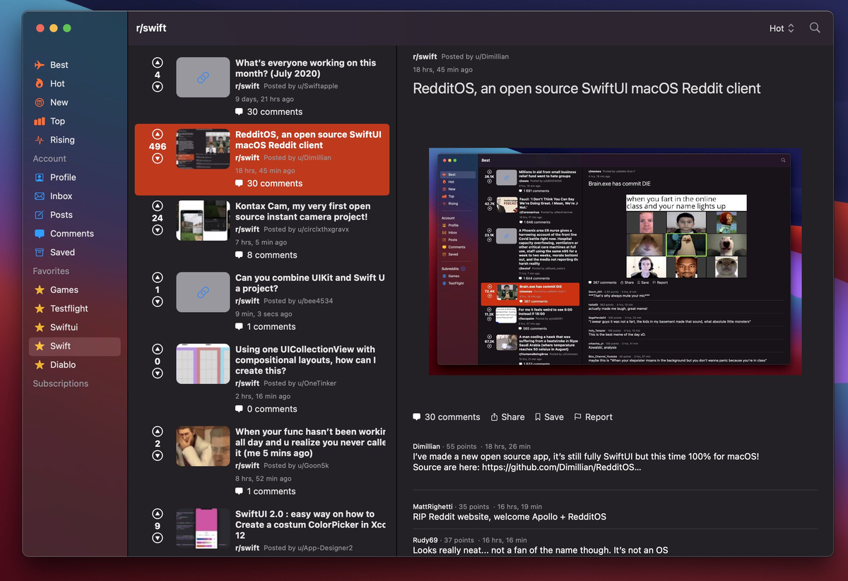 A SwiftUI Reddit client for macOS