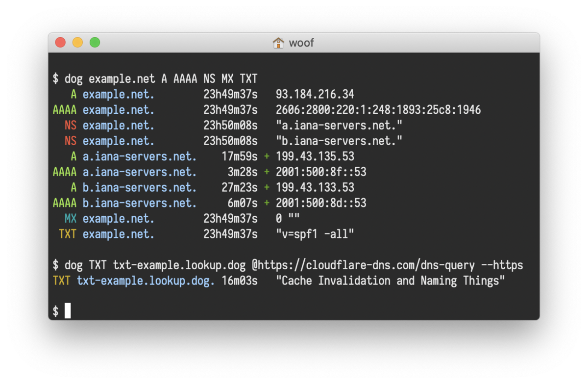 dog – a command-line DNS client (written in Rust)
