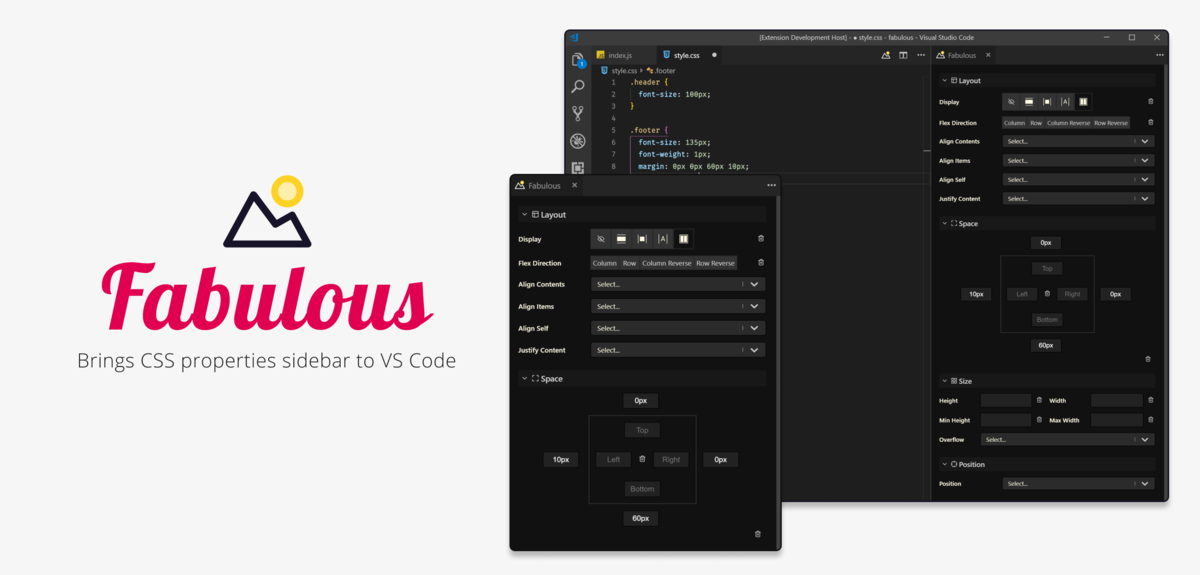 Fabulous introduces a CSS properties sidebar into VS Code