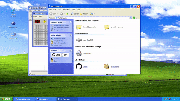 The Windows XP desktop recreated in your browser